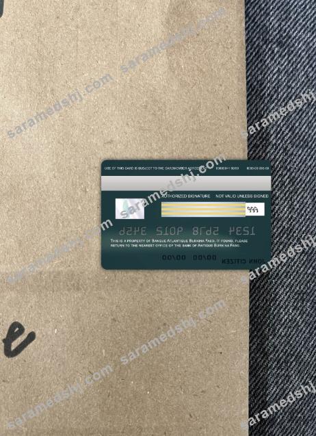Burkina Faso Atlantique bank visa card photolook back
